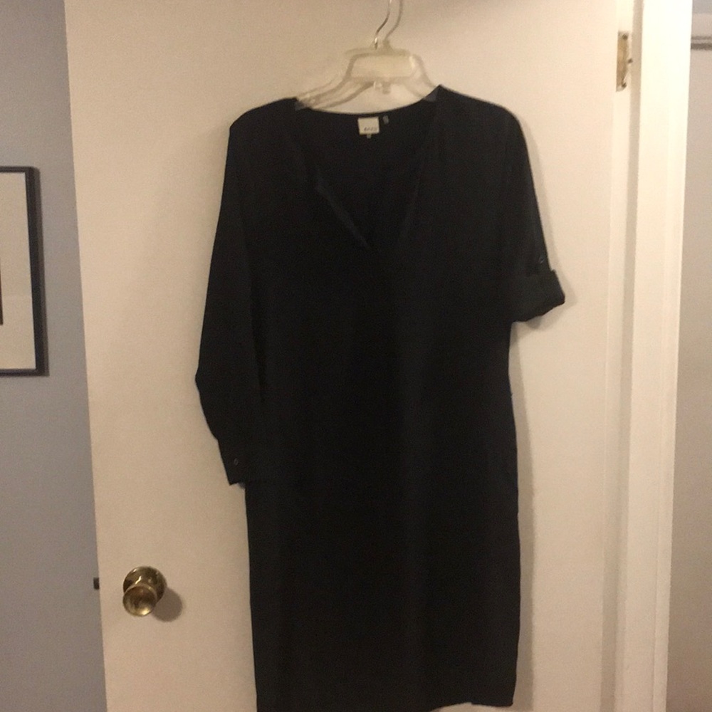 Ecru black silk dress